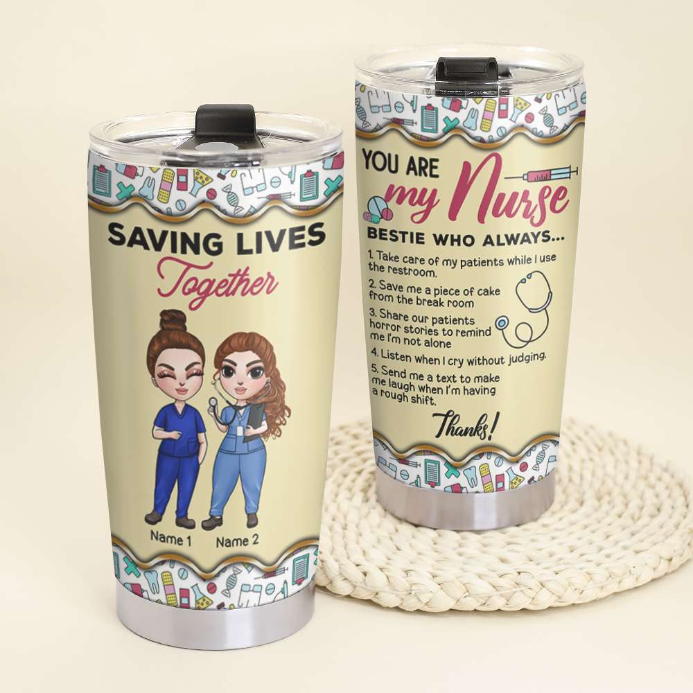 Personalized Nurse Friends Tumbler Cup - Best Crazy Nurse Bestie - - Nurse Doll - Tumbler Cup - GoDuckee