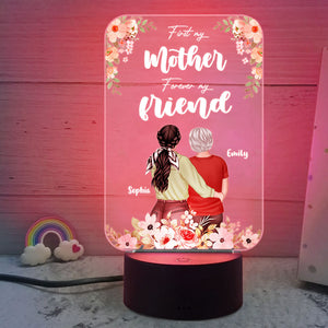 Personalized Mother & Daughter Led Night Light - First My Mother Forever My Friend - Family Hug Back View MOM2104 - Led Night Light - GoDuckee