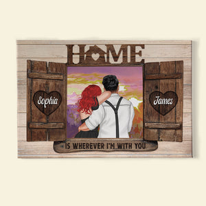 Home Is Wherever I'm With You Personalized Couple Canvas Print, Gift For Couple - Poster & Canvas - GoDuckee