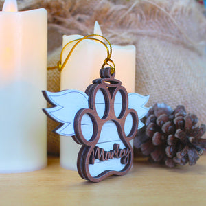 Personalized Puppy Paw Wood Ornament, Christmas Tree Decoration - Ornament - GoDuckee