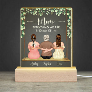 Mom Everything We Are Is Because Of You - Personalized Mom Led Light - Gift For Mom - Led Night Light - GoDuckee