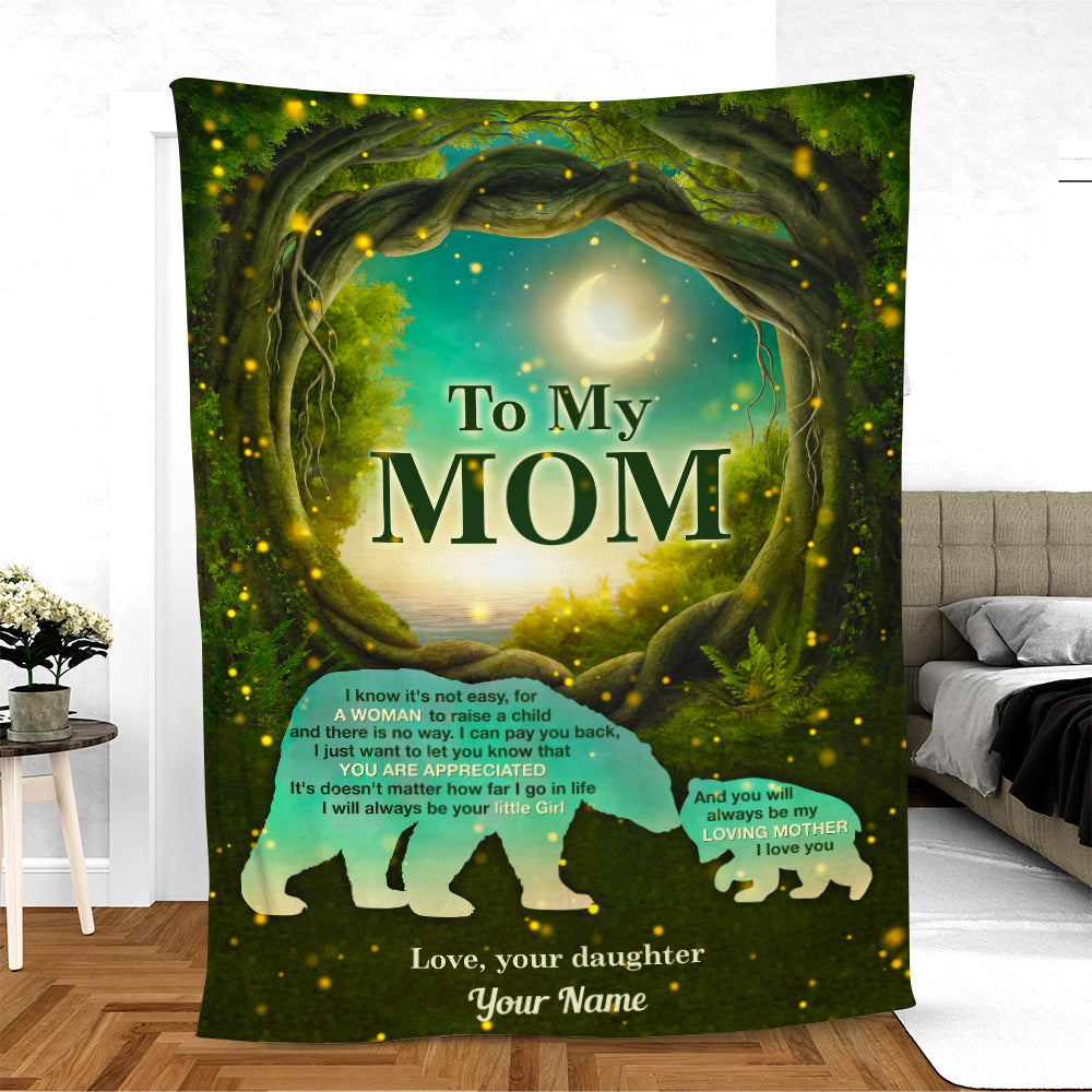 Loving Bear Mother I Love You, Mother's Day Gift, Mom Personalized Blanket, Gift For Mom - Blanket - GoDuckee