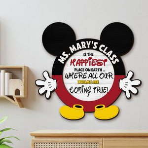 Teacher Class Is The Happiest Place On Earth Personalized 2 Layers Wood Sign Gift For Teacher - Wood Sign - GoDuckee