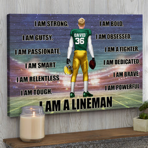 American Football I Am Strong - Personalized Wall Art - Gift for Football Players - Back Football Player - Poster & Canvas - GoDuckee