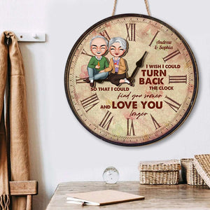 I Wish I Could Turn Back The Clock, Old Couple Back In Time - Wood Sign - GoDuckee
