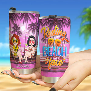 Resting Beach Face Personalized Friends Tumbler, Gift For Friends - Tumbler Cup - GoDuckee
