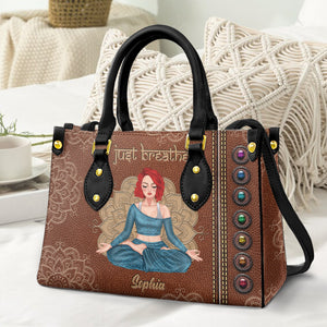 Just Breathe Personalized Yoga Leather Bag Gift For Yoga Lovers - Leather Bag - GoDuckee