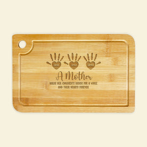 A Mother Holds Her Children's Hands, Personalized Cutting Board, Gift For Mom, Mother's Day Gift, Mom's Little Hands - Home Decor - GoDuckee