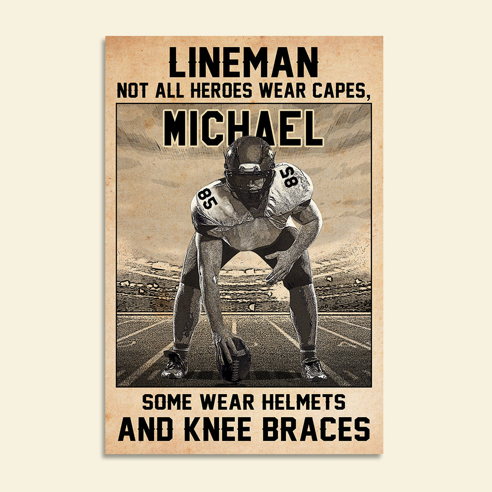 Personalized American Football Lineman Poster - Not All Heroes Wear Capes - Poster & Canvas - GoDuckee