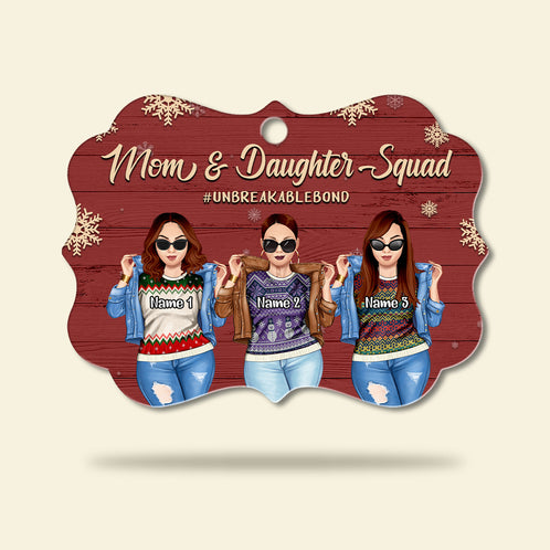 Mom & Daughter Squad - Personalized Ornament - Gift for Mom, Daughter - Cool Denim Girl - Ornament - GoDuckee