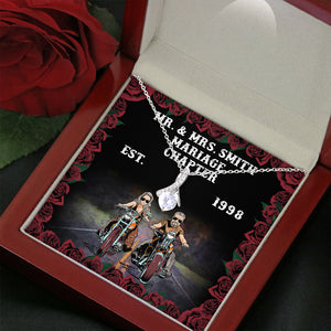 Biker Couple Marriage Chapter - Personalized Alluring Beauty Necklace - Gift for Him/Her - Jewelry - GoDuckee