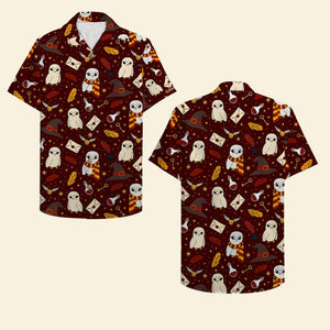 Hawaiian Shirt - Hat & Owl Seamless Pattern - Gifts for Fans - Hawaiian Shirts - GoDuckee