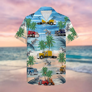 Trucker Semitruck Hawaiian Shirt, Aloha Shirt - Hawaiian Shirts - GoDuckee