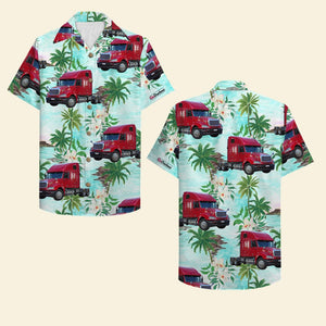 Custom Truck Photo - Truck Driver Hawaiian Shirt - Trucker Tropical Pattern - Hawaiian Shirts - GoDuckee