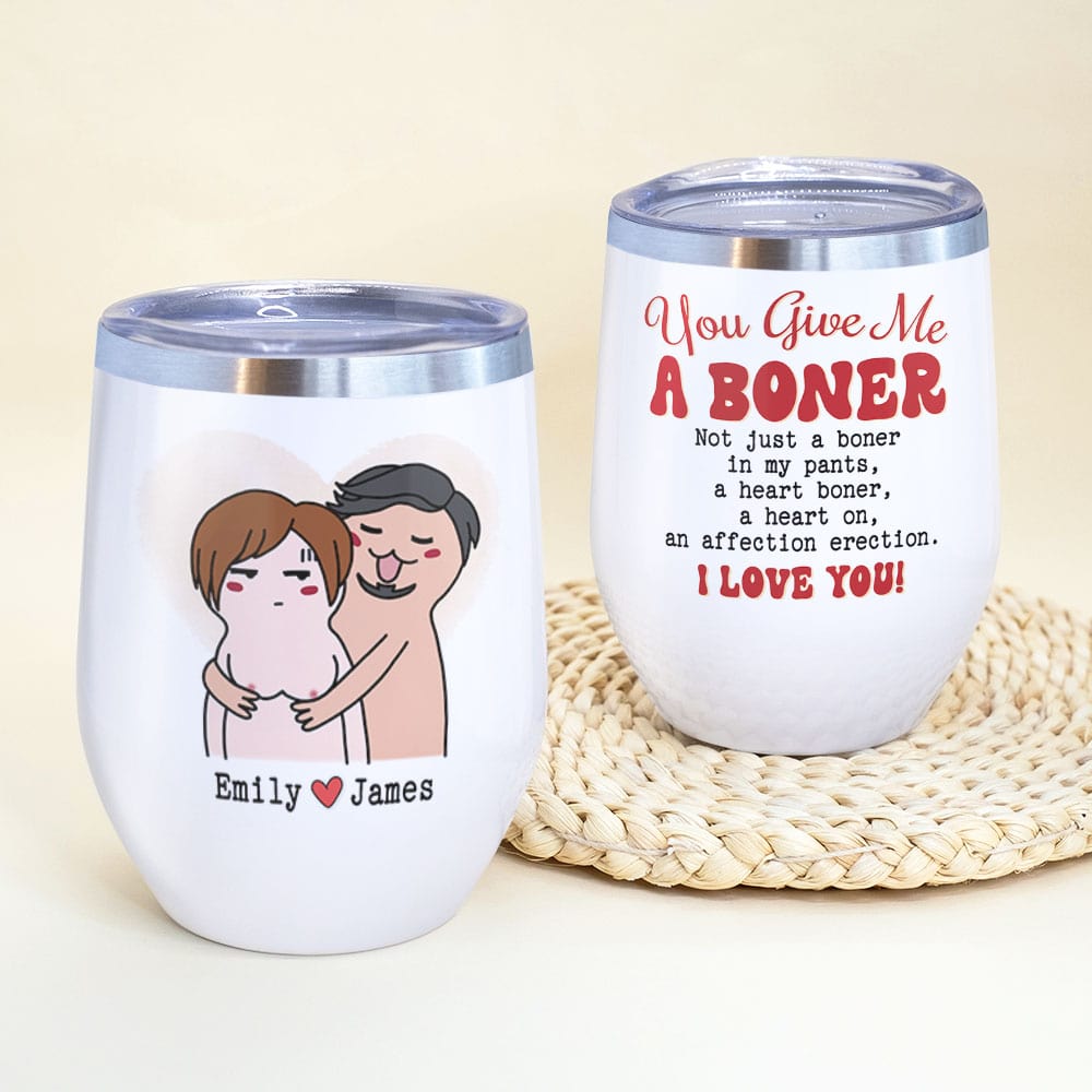 You Give Me A Boner Personalized Couple Mug, Gift For Couple - Coffee Mug - GoDuckee