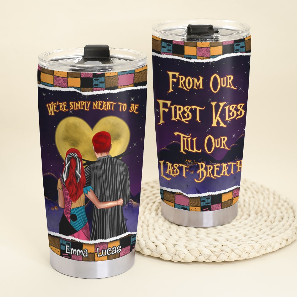 From Our First Kiss Till Our Last Breath Personalized Halloween Couple Tumbler Gift For Couple - Tumbler Cup - GoDuckee