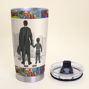 Half Daddy Half Hero Personalized Tumbler Gift For Dad - Tumbler Cup - GoDuckee