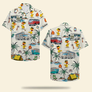 Camping Duck Hawaiian Shirt - Campers & Duck Pattern - Hawaiian Shirts - GoDuckee