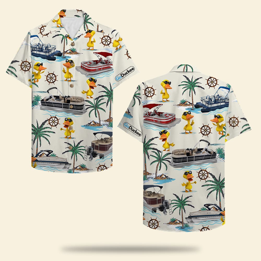 GoDuckee Hawaiian Tiki with Tropical Pattern - Hawaiian Shirt, Aloha Shirt