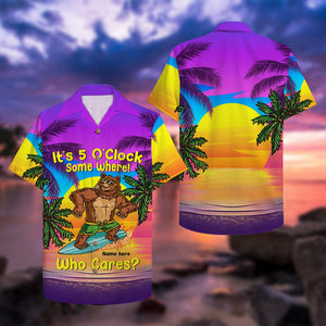Surfing Bear Hawaiian Shirt - It's 5 O'Clock Some Where Who Cares - Hawaiian Shirts - GoDuckee
