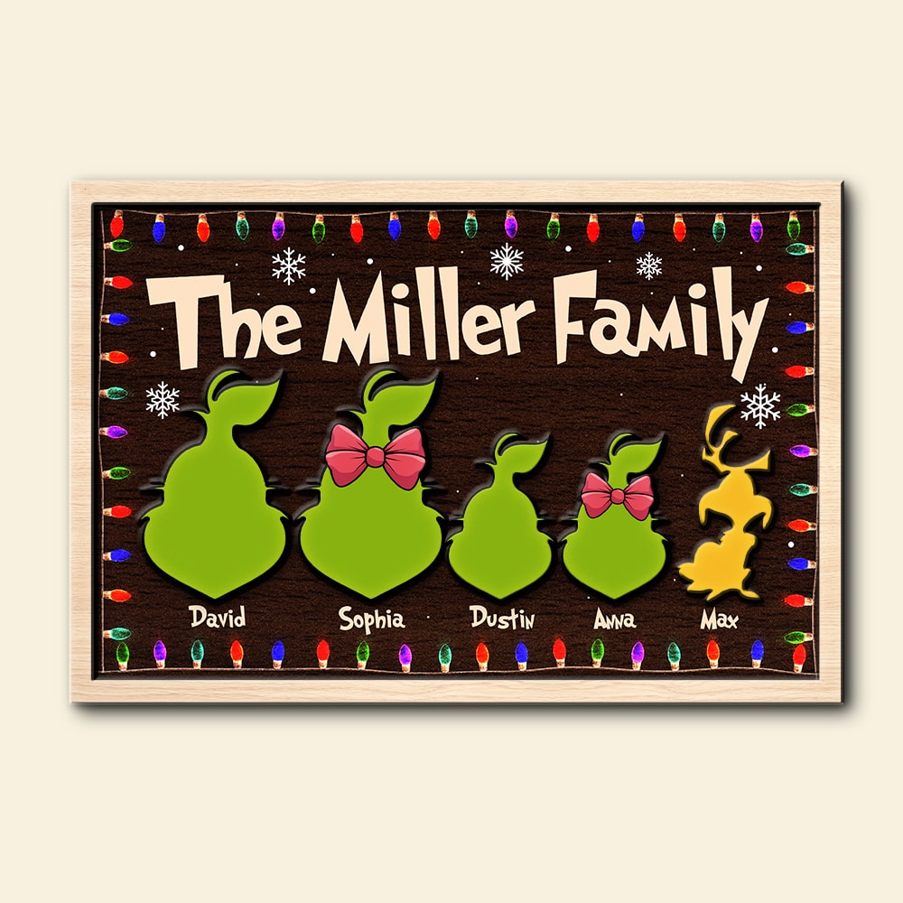 Personalized Christmas Wood Sign, The Green Mean-tempered Family - Wood Sign - GoDuckee