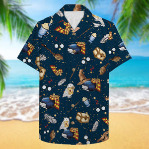 Owl and Scarf Seamless Pattern Hawaiian Shirt - Gifts for Fans - Hawaiian Shirts - GoDuckee