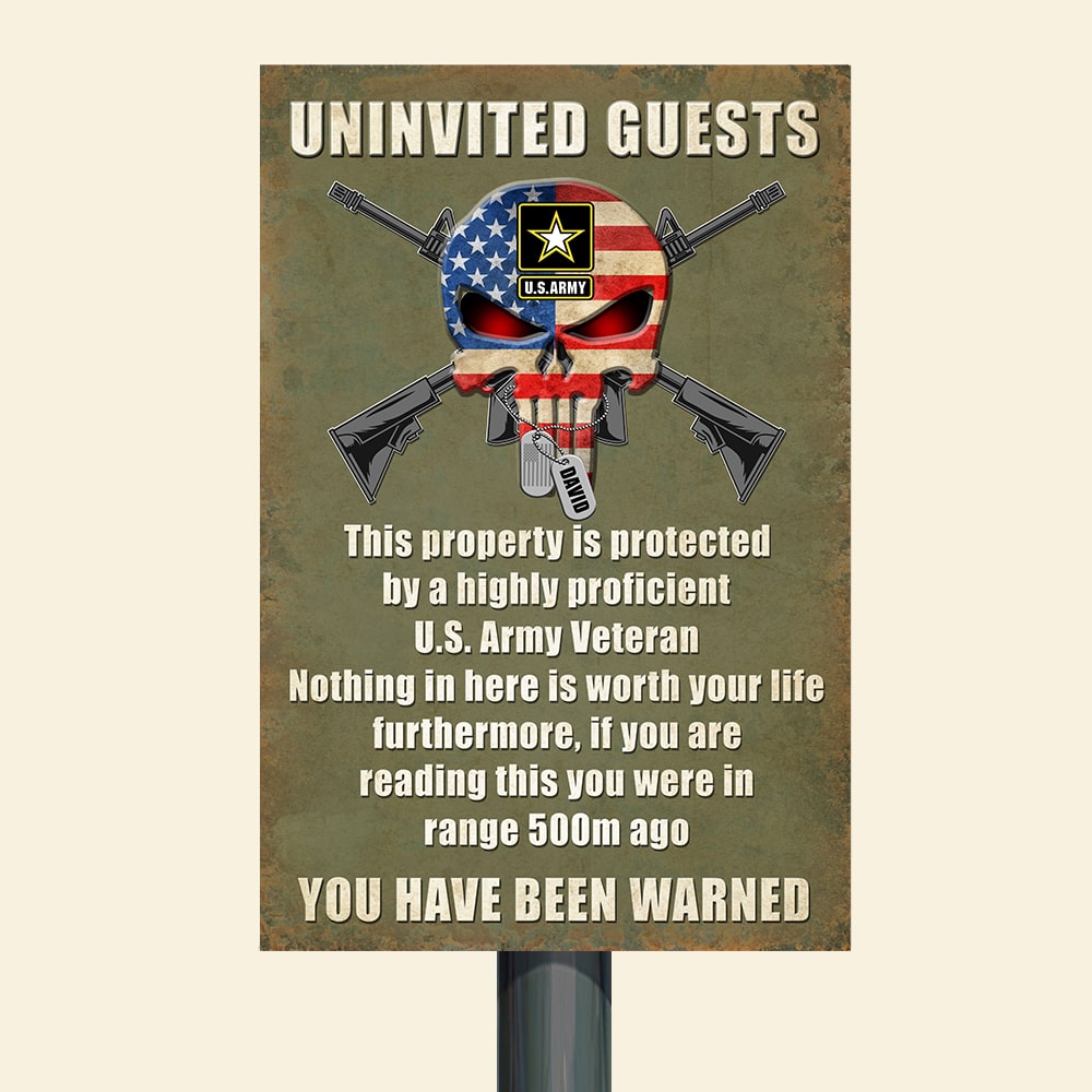 Veteran Metal Sign - Custom Military Unit - This Property Is Protected By A Highly Proficient - Metal Wall Art - GoDuckee