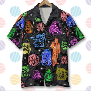 The Wars Characters in Neon Color, Hawaiian Shirt, Aloha Shirt, Gift for Fans - Hawaiian Shirts - GoDuckee