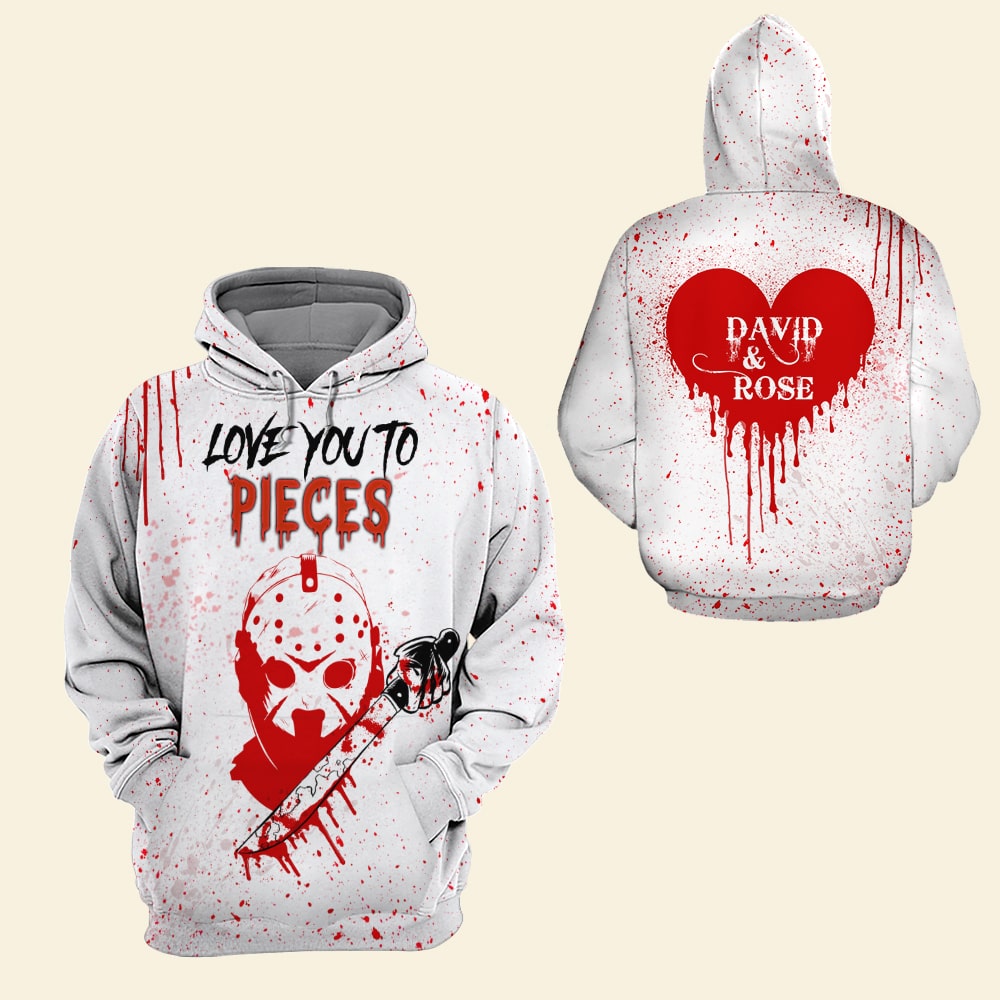 Horror Couple Love You To Pieces, Personalized Couple Halloween Shirt, Gift for Loved One - AOP Products - GoDuckee