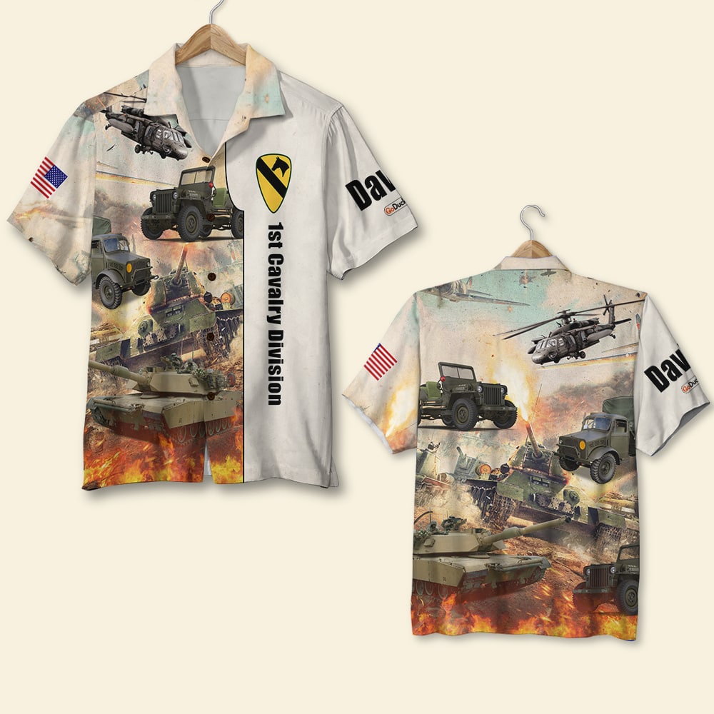 Military Tank, Truck, Helicopter In A War - Personalized Army, Marine Hawaiian Shirt, Military Gifts with Custom Military Unit 01qhqn090522 - Hawaiian Shirts - GoDuckee