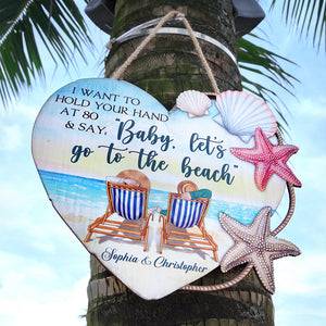 Baby Let's Go To The Beach Personalized Layer Wood Sign - Wood Sign - GoDuckee