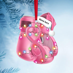 Pink Boxing Gloves - Personalized Christmas Ornament - Christmas Gifts For Breast Cancer Fighters - Ornament - GoDuckee