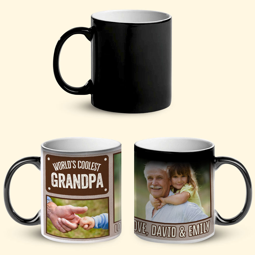 World's Coolest Grandpa Custom Grandpa Photo Mug, Gift For Grandpa, Dad,... - Magic Mug - GoDuckee