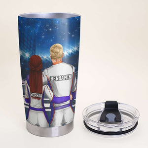 Personalized Racing Couple Tumbler Cup - Boyfriend Called Me Pretty and Took Me Racing - Couple Shoulder to Shoulder - Tumbler Cup - GoDuckee
