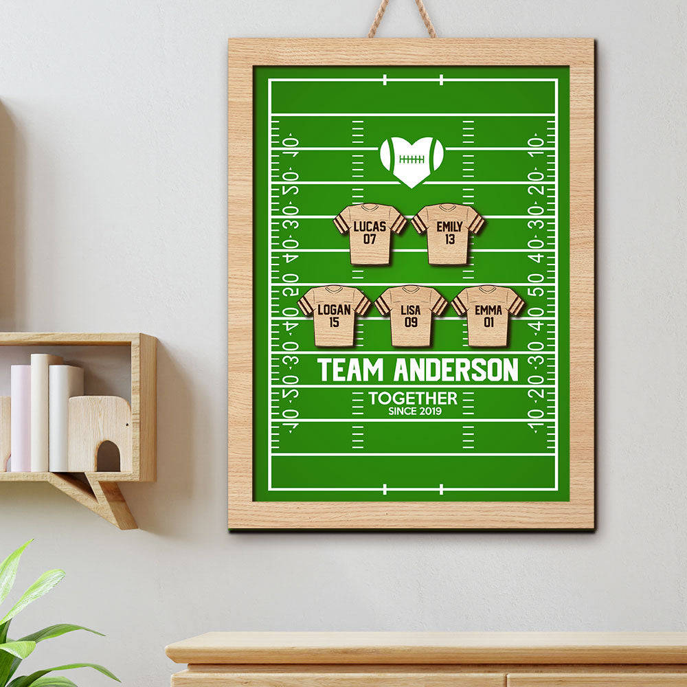 Personalized Football Family Wood Sign, Gift For Family/Couple - Wood Sign - GoDuckee