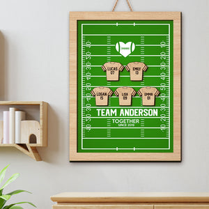 Personalized Football Family Wood Sign, Gift For Family/Couple - Wood Sign - GoDuckee