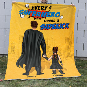 Family Dad Every Hero Needs A Sidekick Personalized Blanket Gift For Family - Blanket - GoDuckee