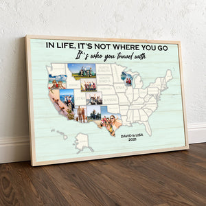 Personalized Wall Art Traveling In Life It's Not Where You Go Traveling Map - Poster & Canvas - GoDuckee