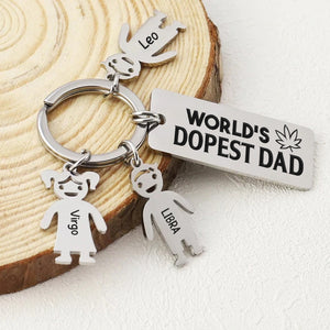 Weed Dad Custom Name Family Keychain, Father's Day Gift - Keychains - GoDuckee