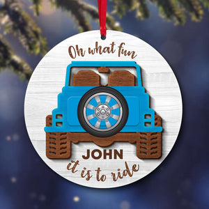 Oh What Fun It Is To Ride, Personalized Off- Road Car Wood Ornament, Christmas Gift - Ornament - GoDuckee