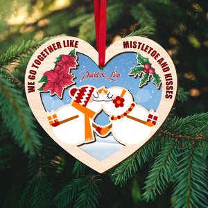 We Go Together Like Mistletoe And Kiss Personalized Christmas Couple Ornament, Gift For Couple - Ornament - GoDuckee