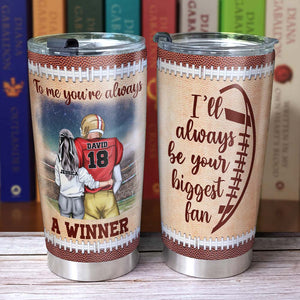 I'll Always Be Your Biggest Fan Personalized Football Couple, Gift For Couple - Tumbler Cup - GoDuckee