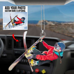 Skiing Personalized Flat Car Ornament - Ornament - GoDuckee