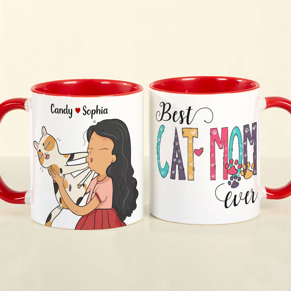 Best Cat Mom Ever Personalize Mug, Gift For Cat Lovers, Funny Cat Mom Mug - Coffee Mug - GoDuckee