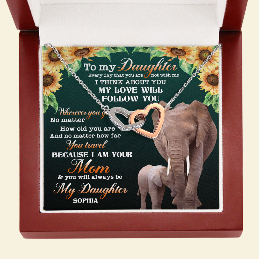 My Love Will Follow You - Personalized Interlocking Hearts Necklace - Gift for Daughter - Jewelry - GoDuckee