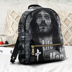 Life-Faith-Lord Personalized Jesus PU Backpack - Leather Bag - GoDuckee