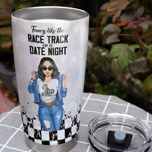 Personalized Racing Girl Tumbler - Fancy Like The Race Track On A Date Night - Tumbler Cup - GoDuckee