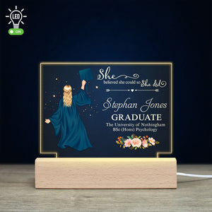 She Believed She Could So She Did - Personalized Graduate Led Light - Gift For Graduate - Led Night Light - GoDuckee