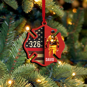 Firefighter Shield - Personalized Wood Ornament - Gift for Firefighters - Back Firefighter - Ornament - GoDuckee