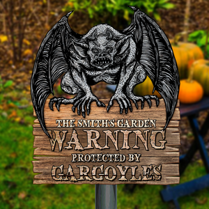 Warning Protected By Gargoyles Personalized Gardening Metal Sign Gift For Gardener - Metal Wall Art - GoDuckee